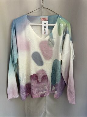 Marisima Pastel Multicolor V-Neck Women's Sweater One size. NWT